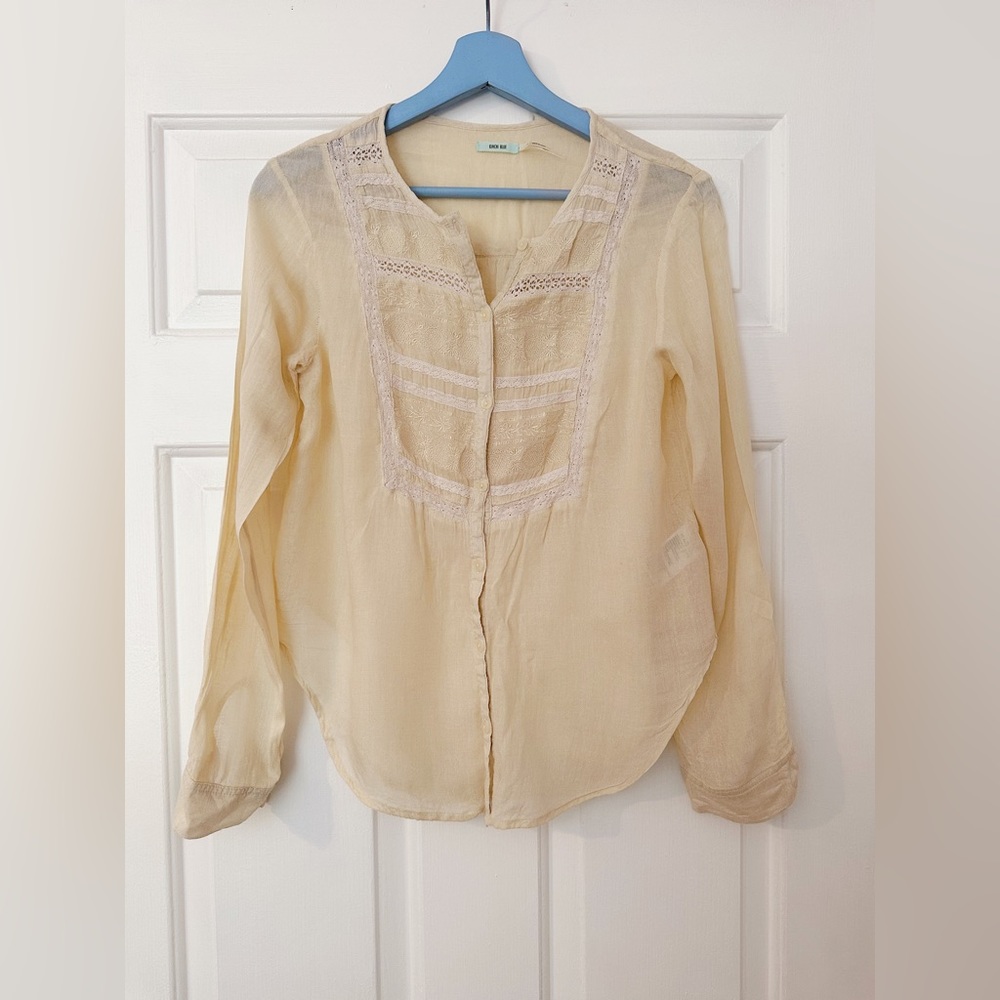 Size Small Kimchi Blue Boho Cream Blouse with Embroidery from Urban Outfitters.